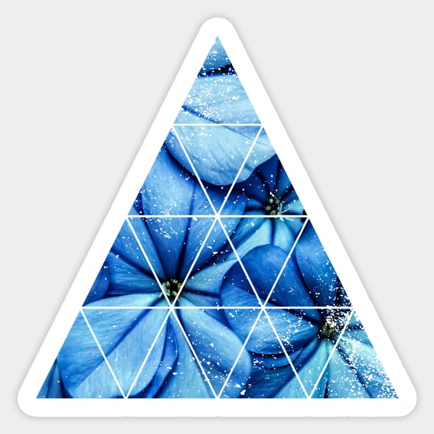 Geometric Triangle Design- Blue Flowers Sticker by StylishTayla